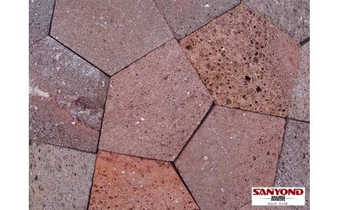 紅褐色五彩火山石機(jī)切面冰裂紋LR2028