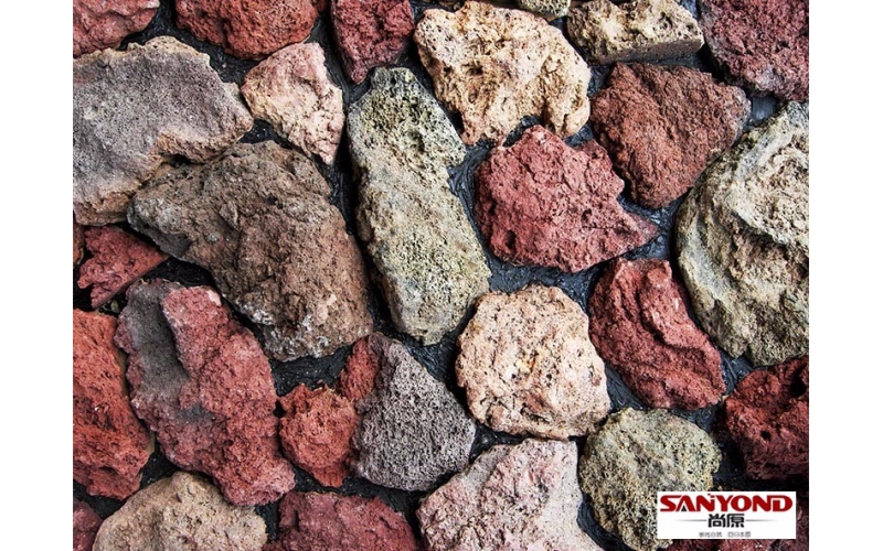 紅褐色五彩火山石單機切面亂型板LR2022